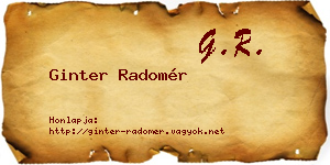 Ginter Radomér névjegykártya